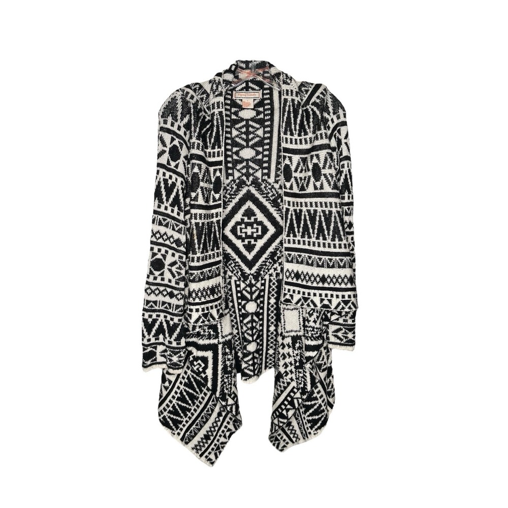 Flying Tomato Black And White Southwest/Aztec Women's‎ Open Cardigan Size S